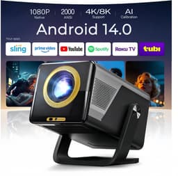 SnelShoppen - X7 Projector Native 1080P / 2000 ANSI - Android 14 - Draagbare Beamer voor Feesten, Camping, Thuisbioscoop - Compact en Krachtig — thumbnail 1