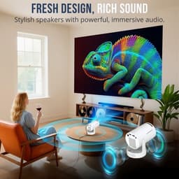 SnelShoppen - Mini-projector 1080P Full HD Ondersteuning, Draagbare Beamer met WiFi 6 en Bluetooth 5.4, 720P Native, Autokeystone, 180° Rotatie, HDMI/ — thumbnail 3