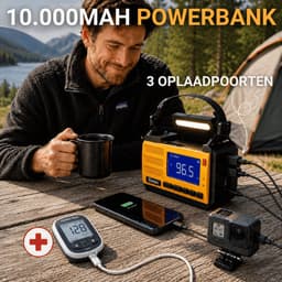 Elesso® Noodradio - Compleet Overlevingspakket bij Oorlog, Rampen & Stroomuitval - 10.000mAh Noodradio Solar Opwindbaar en Batterij - 72 uur Survival Kit powerbank - Kamperen & Outdoor — thumbnail 3