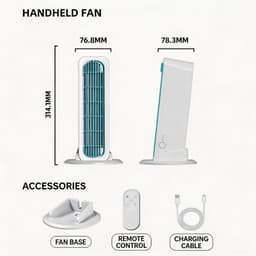 Kraftverdia – fan — Airconditioningventilator – Draagbare vloer-/tafelventilator – Autoventilator – Stille werking – Geschikt voor slaapkamers, kantoren, auto's en reizen — thumbnail 3