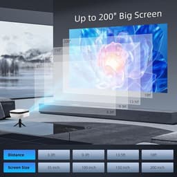 SnelShoppen - Mini-beamer 7500 lumen Draagbare Thuisbioscoop 1080p Full HD Videobeamer Voor Smartphone, TV-Stick, PS5, PC, Laptop - Ideaal Voor Feest, — thumbnail 3