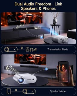 SnelShoppen - Mini-Beamer 4K Projector, Bluetooth & Wi-Fi, 1080p, Draagbare Thuisbioscoop, 400 ANSI, Ideaal voor Feest, Camping, Tuin, iPhone/Android — thumbnail 2