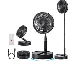 Staande Ventilator Opvouwbaar en Stil – 8000 mAh – 4 Snelheden – Afstandsbediening – Timer – USB-C — afbeelding 1