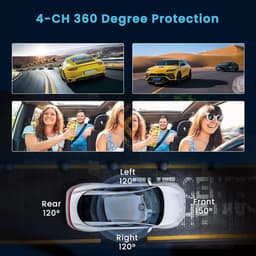 SnelShoppen - Wi-Fi Dashcam 1080P FHD Mini Auto Camera met 64GB Kaart, 3 Camera's voor Voor, Achter en Zijkanten, G-Sensor, Nachtzicht, Parkeerbewakin — thumbnail 3