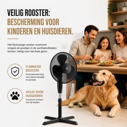 Celestul Vloerventilator – Staande Ventilator met Oscillatie – In Hoogte Verstelbaar – 3 Snelheden – Energiezuinige Motor – Krachtige Koeling – Zwart — thumbnail 5