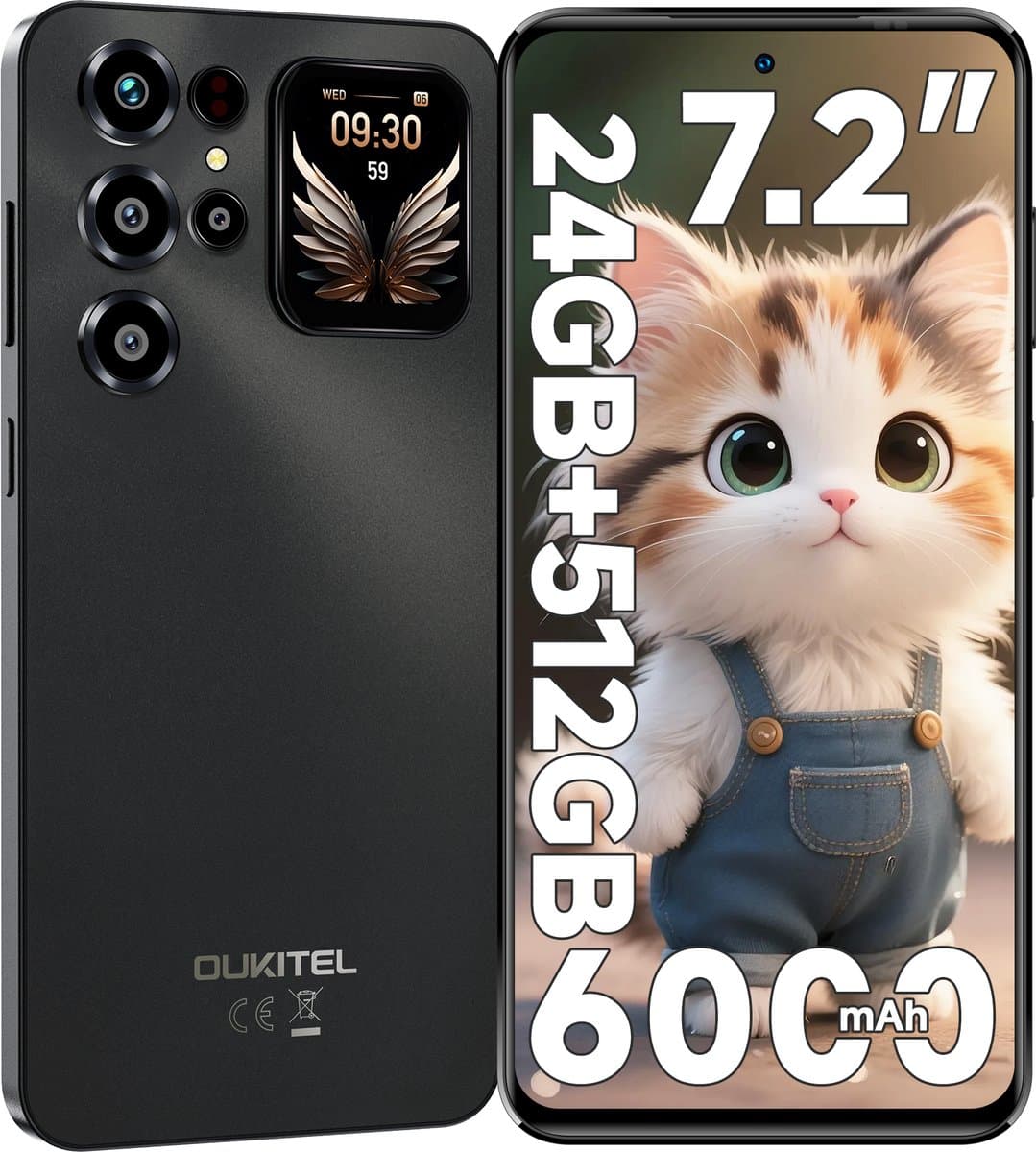 OUKITEL C68 Plus Mobiele Telefoon met 512 GB Opslag, 6000 mAh Accu, Android 15, Dubbel Beeldscherm — afbeelding 1