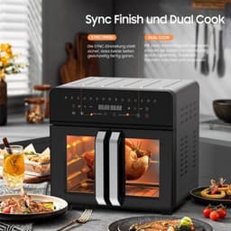 Airfryer – Heteluchtfriteuse – Friteuse – Heteluchtoven – Gezond Koken – 23L XXL Inhoud – Dual-Zone Met Koekprogramma’s & Verlichting — thumbnail 1
