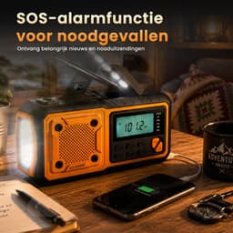 NovaWare® Noodradio Solar Opwindbaar 4400mAh Powerbank – Draagbare Radio FM/AM – Zonne-energie & Handslinger – Zaklamp SOS Alarm – Noodpakket Radio op Batterijen – Outdoor Survival Camping Emergency Radio – Oranje — thumbnail 4