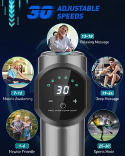 Massagepistool - Grijs - Handheld - Diep Weefsel Met LCD-Touchscreen - Voor Spierherstel en Pijnverlichting — thumbnail 2