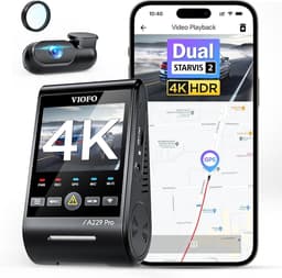 Dashcam voor auto - Zwart - 4K voor en 2K achter - Dual STARVIS 2 Sensoren met GPS en Spraakbesturing - Met Nachtzicht en Wi-Fi — thumbnail 1