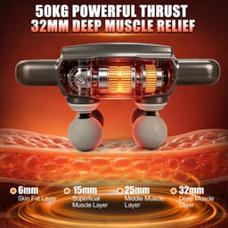 Massagepistool - Zwart-Grijs - - Draadloos Handmassageapparaat met 28 Koppen - Voor Spierontspanning — thumbnail 2