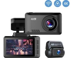 TechU™ 4K Dashcam set MO2 Pro - Dashboardcamera - Wifi - GPS - Voor en Achter - Super Night Vision - Dual Recording - Autocamera - Loop recording - Bewegingssensor - G-sensor - voor auto