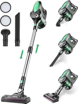 VIN® 6-in1 Steelstofzuiger Zonder Zak op Accu - Steelstofzuiger Draadloos Uitschuifbaar - Kruimeldief Snoerloos best Verkocht 25KPA – Veelzijdige Kruimeldief best Verkocht – met Krachtige batterij – Zwart/Groen — thumbnail 1