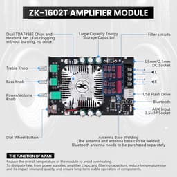 Krachtige Hifi Stereo Audio Versterker Module met Bluetooth 5.0 en Meerdere Ingangen — thumbnail 5
