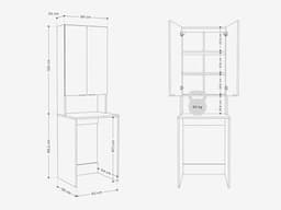 Wasmachinekast voor Badkamer of Keuken - Hoge Kast met Bovenbouw voor Wasmachine en Wasdroger - Wit en Eiken - 210 x 65 x 50/25 cm — thumbnail 5