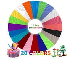 3D-Pen Filament Set - 20 Kleuren PLA, 100 Meter Totaal, 1.75MM