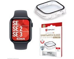Displex 10H Panzerglas für Apple Watch SE/SE2 (40mm), Full Body Schutz, IP68, Snap-On, transparent, Schermbeschermer, Smartwatch, Transparant, Apple, Apple Watch SE/SE2 (40mm), Polycarbonaat (PC), Gehard glas