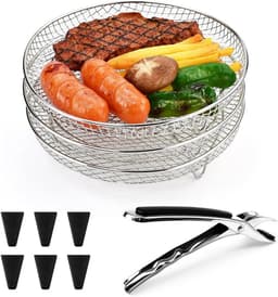 Stapbare Airfryer Roosterset RVS - 3 Lagen Bakrek voor Gelijkmatig Bakken en Drogen — thumbnail 1