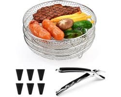 Stapbare Airfryer Roosterset RVS - 3 Lagen Bakrek voor Gelijkmatig Bakken en Drogen