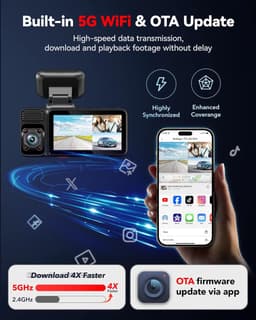 REDTIGER F17 3-kanaals dashcam - 4K+1080P+1080P resolutie - 5GHz wifi - GPS - Parkeermodus - G-sensor - 3 inch touchscreen - met 64GB geheugenkaart & IR-nachtzicht - Drievoudige autodashcam — thumbnail 3