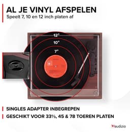 Retro platenspeler - Audizio Reno - Bluetooth platenspeler - LP speler met auto-stop - Houtlook — thumbnail 4