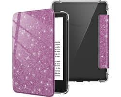 Dunne TPU Hoes voor Kindle 6 inch 2024 - Glitter Paars met Auto Sleep/Wake