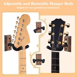 Gitaar muurbevestiging - 4 stuks wandhangers - draaibare zachte haak - hout - U-vormige houder - akoestische gitaar bas - eenvoudig te monteren gitaar muurbeugel — thumbnail 2