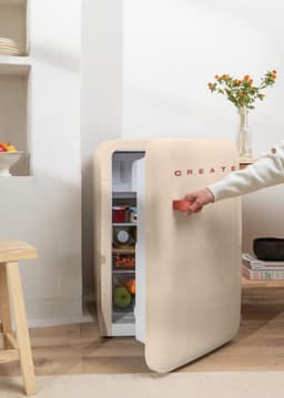 CREATE - Koelkast in retrostijl - Zand - Handvat Terracotta - FRIDGE RETRO 107L — thumbnail 5