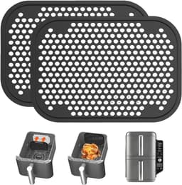 Herbruikbare spatbescherming roosters voor airfryer - 2 stuks, 13 x 9,2 cm, zwart — thumbnail 1