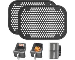 Herbruikbare spatbescherming roosters voor airfryer - 2 stuks, 13 x 9,2 cm, zwart