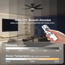 Dimbare Inbouw Plafondventilator met Afstandsbediening en Verlichting - Ideaal voor Slaapkamer, Keuken en Woonkamer — thumbnail 3