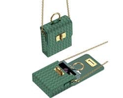 Casemania Telefoontasje Geschikt voor de Samsung Galaxy Z Flip Series (7/6/5/4/3) - Emerald Green - Luxe Kunstlederen Tasje met Gevlochten Uitrstaling - Beschermingtas met Pasjeshouder en Crossbody Lanyard