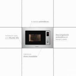 Inbouwmagnetron met Grill - Roestvrij Staal - 20L Capaciteit - 8 Automatische Menu's - 5 Vermogensniveaus — thumbnail 2