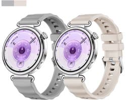 Stravo 2-Pack 18mm Siliconen Smartwatch Bandjes Geschikt voor Garmin Vivoactive 4s 3s / Venu 3s 2s / Forerunner 265s 255s / Venu 4 41mm – Siliconen Horlogebandjes voor Huawei Watch GT 4 41mm / GT 5 41mm / GT 6 41mm – Starlight + Grijs