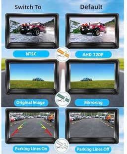 720P achteruitrijcamera voor voertuigen, dubbele camera's voor en achter, 360 graden draaibaar, groothoeklens, IP68K waterdicht, universeel ontwerp, nachtzichtfunctie, geschikt voor vrachtwagens, personenauto's, pick-ups en SUV's. — thumbnail 4