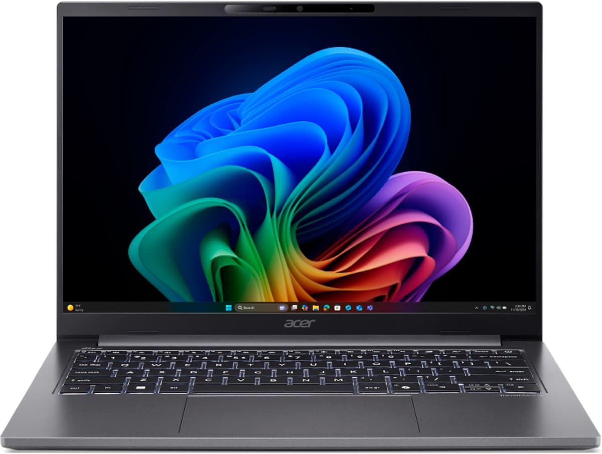Acer TravelMate X4 14 AI TMX414-51-TCO-76V3 Copilot+ PC Intel Core Ultra 7 258V Laptop 35,6 cm (14") WUXGA 32 GB LPDDR5x-SDRAM 1 TB SSD Wi-Fi 7 (802.11be) Windows 11 Pro Grijs — afbeelding 1