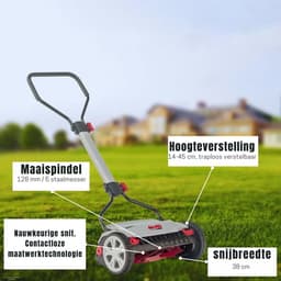 Quvo®Grasmaaier Handmatig – Grastrimmer Opvouwbaar – Handmaaier Breed - Kooimesmaaier - Grijs - ‎73cm x 55cm x 28 cm — thumbnail 4