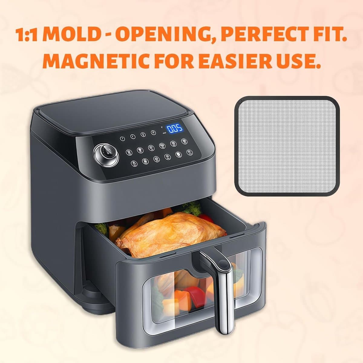 Accessoires voor heteluchtfriteuse - splash guard - air fryer accessoires — afbeelding 1
