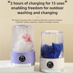 Draadloze mini-wasmachine van 1 liter, USB-opladen, 3000 mAh-batterij, draagbaar met twee snelheden, Geschikt voor op reis, Geschikt voor het wassen van sokken, ondergoed, kleding, kopjes, enz. — thumbnail 3