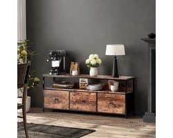 TV-meubel met LED Verlichting en 3 Opbergladen - Geschikt voor 55 Inch Televisie