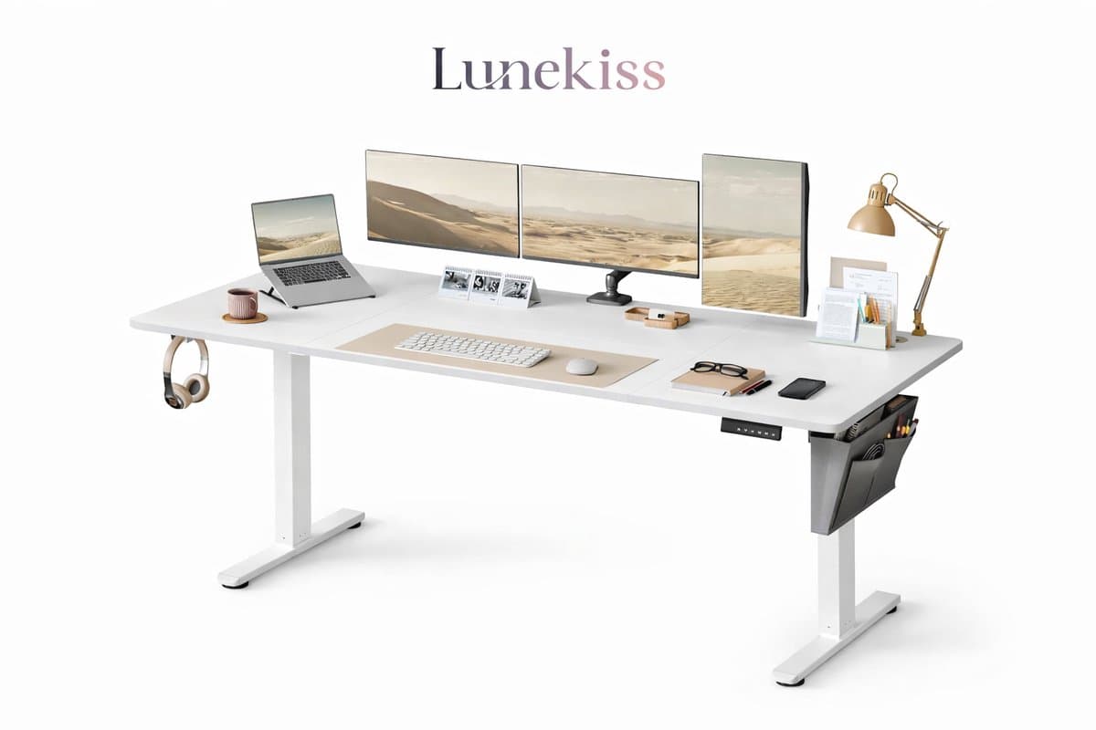 Lunekiss Elektrisch Zit-Sta Bureau 180x80 cm In Hoogte Verstelbaar 72-120 cm – 4 Geheugenstanden – Stil Motorisch Bureau — afbeelding 1