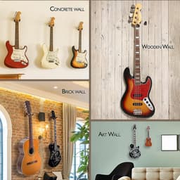 Gitaar Muur Bevestiging - Sapele Houten Gitaarhouder, U-Vormige Muurhanger voor Akoestische en Elektrische Gitaren, Banjo, Bas en Ukelele — thumbnail 2