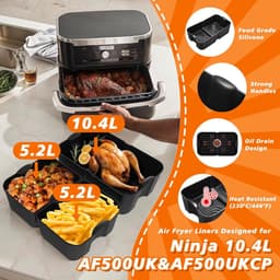 29 Stuks Siliconen Air Fryer Liners Gescht voor Ninja Dual Foodi FlexDrawer AF500EU 10,4L, Cosori 10L Air Fryer Accessoires voor Heteluchtfriteuse, Ninja Siliconen vorm Heteluchtfriteuse Accessoires — thumbnail 6