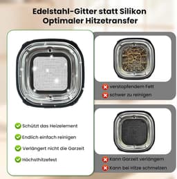 Airfryer accessoires Gescht voor Ninja CRISPi 1x roestvrij staal fijnmazige spatbescherming + 1x siliconen hittebestendige onderlegger voor Ninja heteluchtfriteuse FN101EUGY, FN101EUST en — thumbnail 6