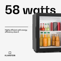 Klarstein Minibar Barmodel Koelkast - 24 Liter - glas - 0dB - Zwart - Minikoelkast - 5-15°C - voor Hotelkamer voor Kantoor - Stil Compact - Mini Fridge Kleine Koelkast Hotelkoelkast Drankkoeler Compact Koelkast — thumbnail 10