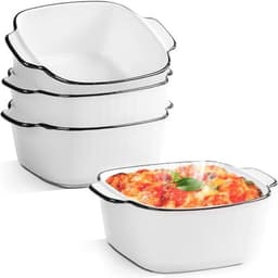 Set van 4 Kleine Keramische Ovenschalen voor Airfryer en Oven - 400 ml, Vierkante Bakvormen — thumbnail 1