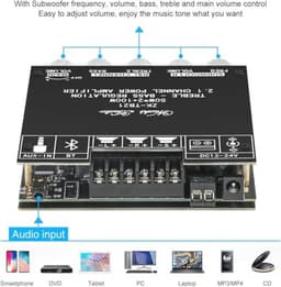 Bluetooth Subwoofer Versterker 2.1 met Treble en Bass Regeling - Hifi Stereo Audiomodule — thumbnail 5