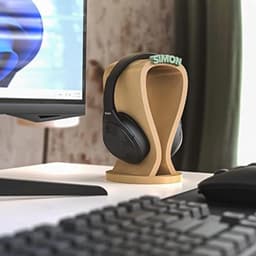 Gepersonaliseerde hoofdtelefoonhouder | Stijlvolle headsetstandaard voor bureau | Ruimtebesparend en uniek — thumbnail 2