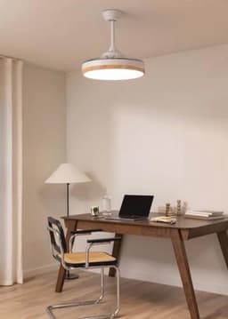 Plafondventilator met Licht en Afstandsbediening, Houtkleurige Design, 108 cm, Stille 40 W Motor, Intrekbare Bladen, 6 Snelheden, Timer en Wifi — thumbnail 3