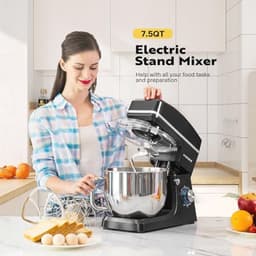 7.5 Quart 660W 6-Speed Stand Mixer - Zwart — thumbnail 4